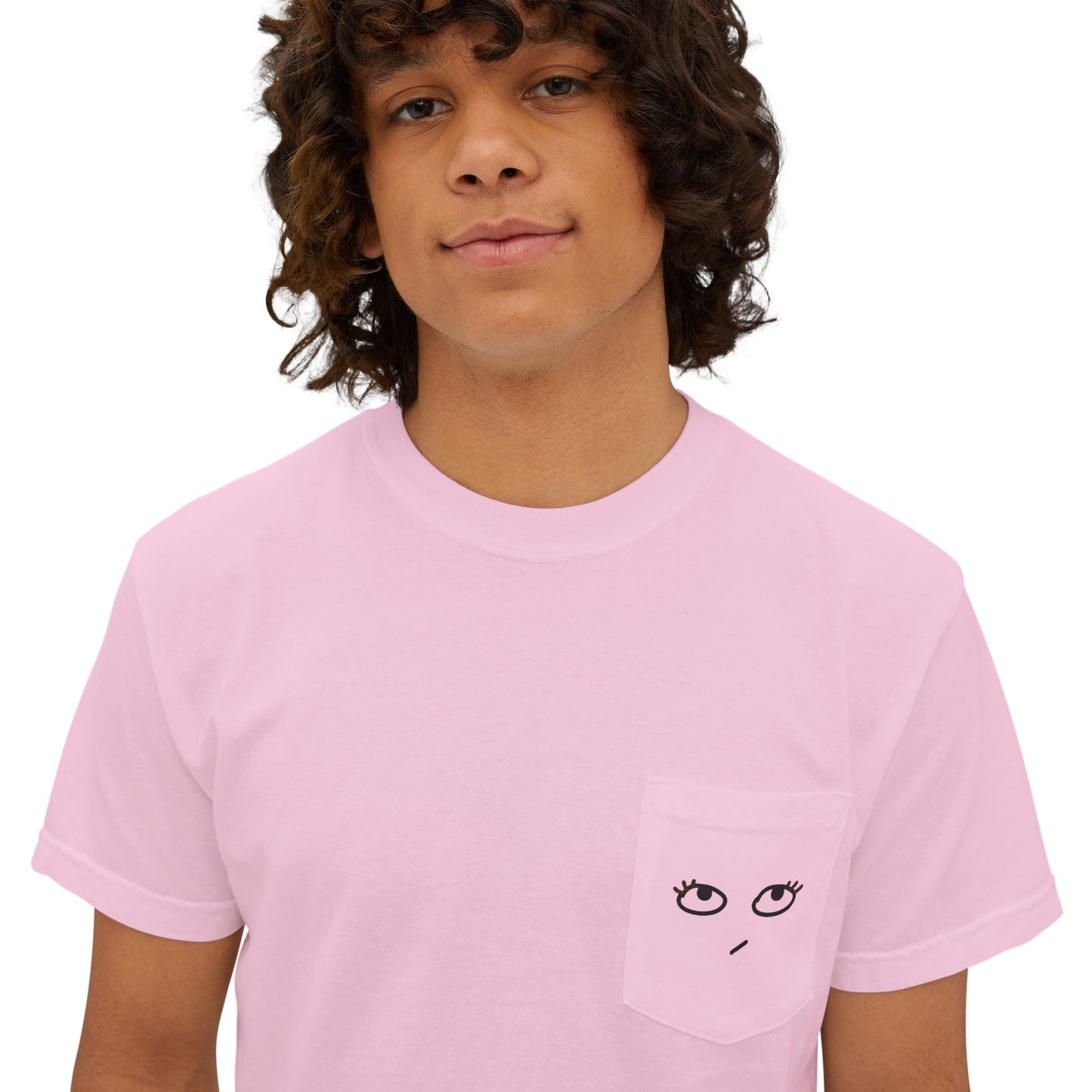 Heh Camiseta unisex con bolsillo teñida en prenda