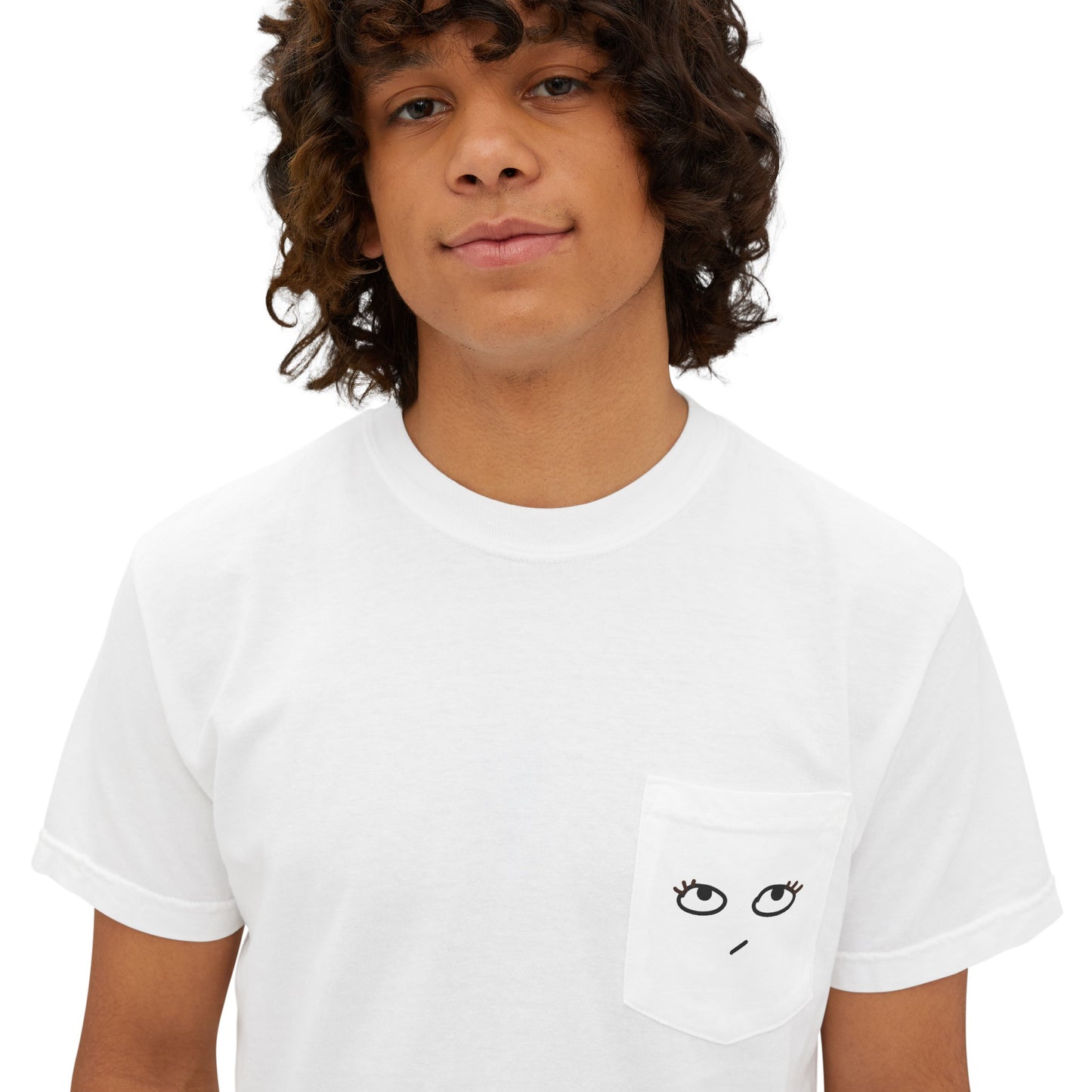 Heh Camiseta unisex con bolsillo teñida en prenda