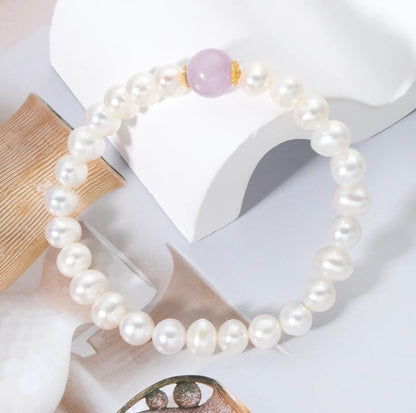 「Lotus」Kunzite Quartz, Asia Natural Pearl