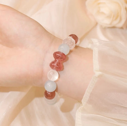 「Rose Island」Strawberry, Aquamarine, White Quartz, White Agate