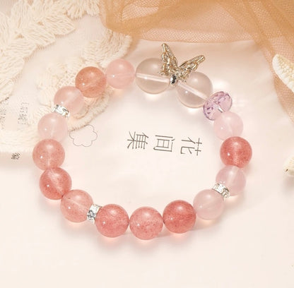 「Rose Sugar」Strawberry, Rose, White Quartz