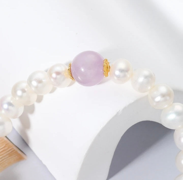 「Lotus」Kunzite Quartz, Asia Natural Pearl