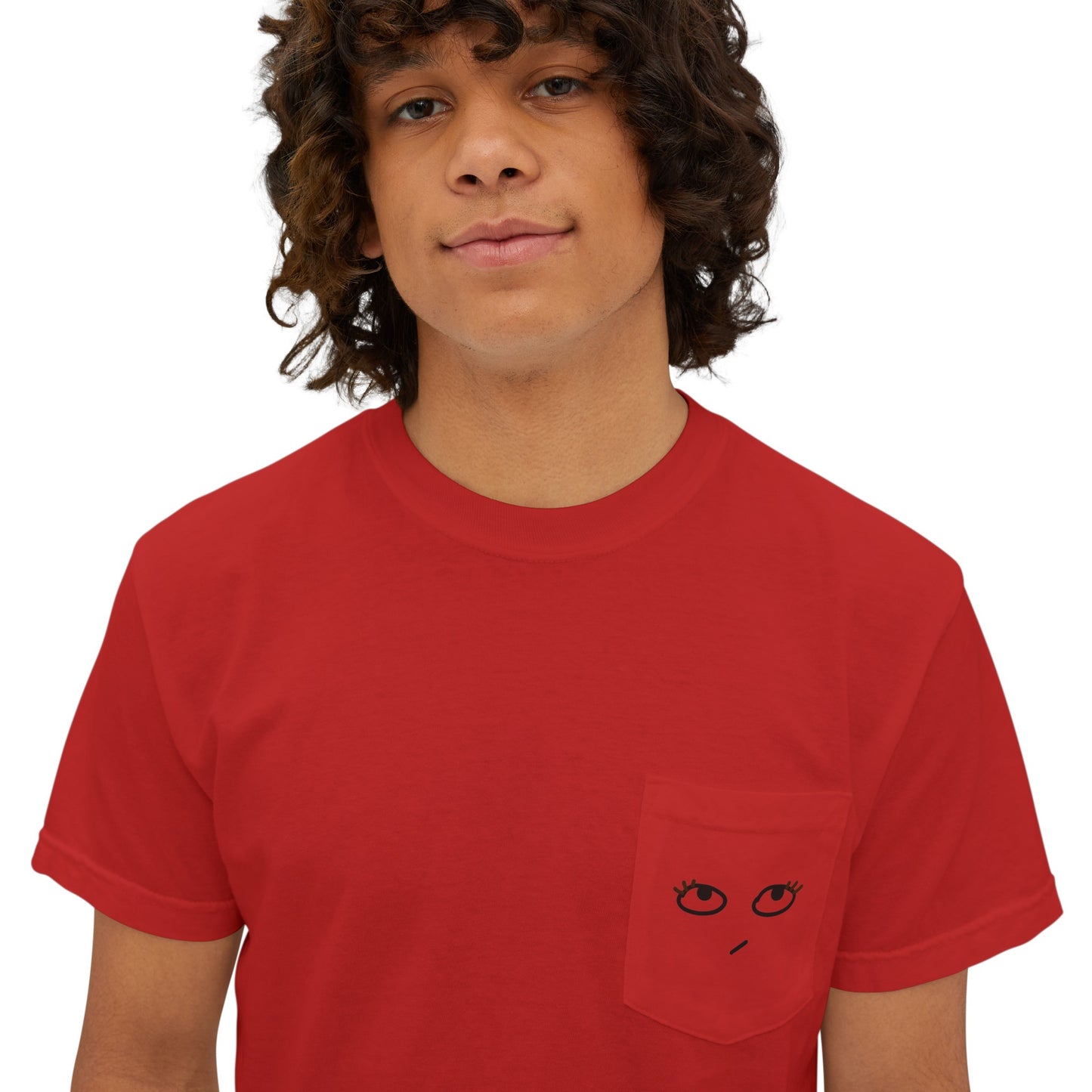 Heh Camiseta unisex con bolsillo teñida en prenda