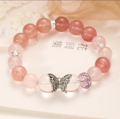 「Rose Sugar」Strawberry, Rose, White Quartz