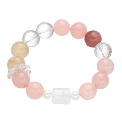 「Sophora」Rose, White, Strawberry Quartz, Agate