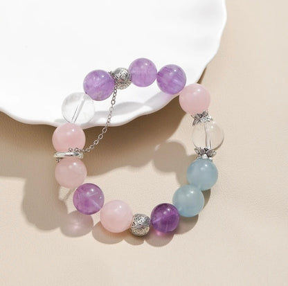 「Dusk Forest」Lavender Amethyst, Rose, Aquamarine, White Quartz