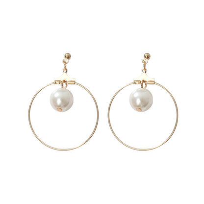 Geometric circle triangle square pearl earrings