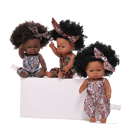 Black rebirth doll soft rubber simulation baby African dolly