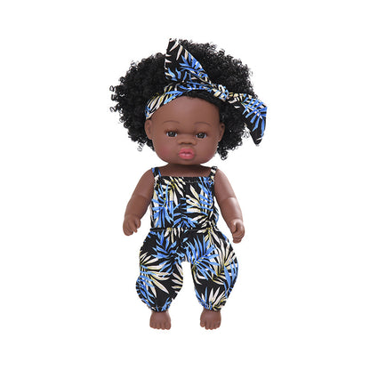 Muñeca negra de renacimiento, muñeca africana de simulación de goma suave para bebé