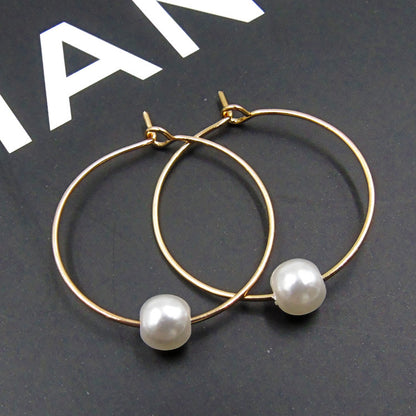 Pearl transparent glass bead earrings retro earrings