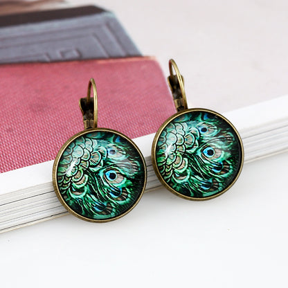 Gemstone Vintage Feather Earrings