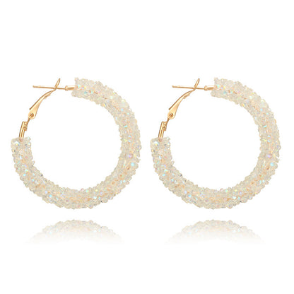 Circle handmade beaded crystal earrings