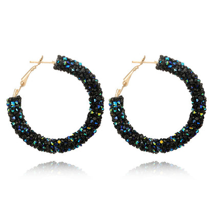 Circle handmade beaded crystal earrings