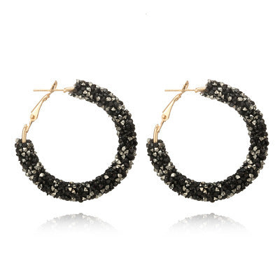 Circle handmade beaded crystal earrings