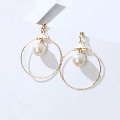 Geometric circle triangle square pearl earrings