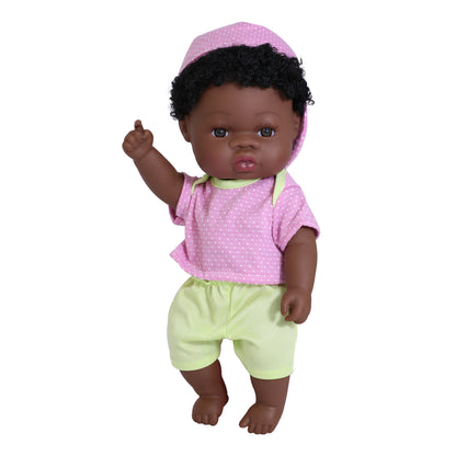 Muñeca negra de renacimiento, muñeca africana de simulación de goma suave para bebé