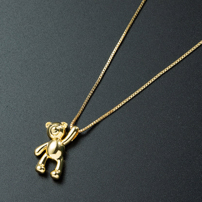 Cute Bear Pendant Necklace 18K Gold