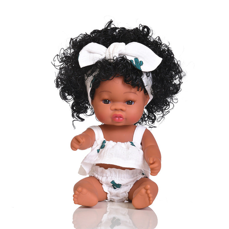 Black rebirth doll soft rubber simulation baby African dolly