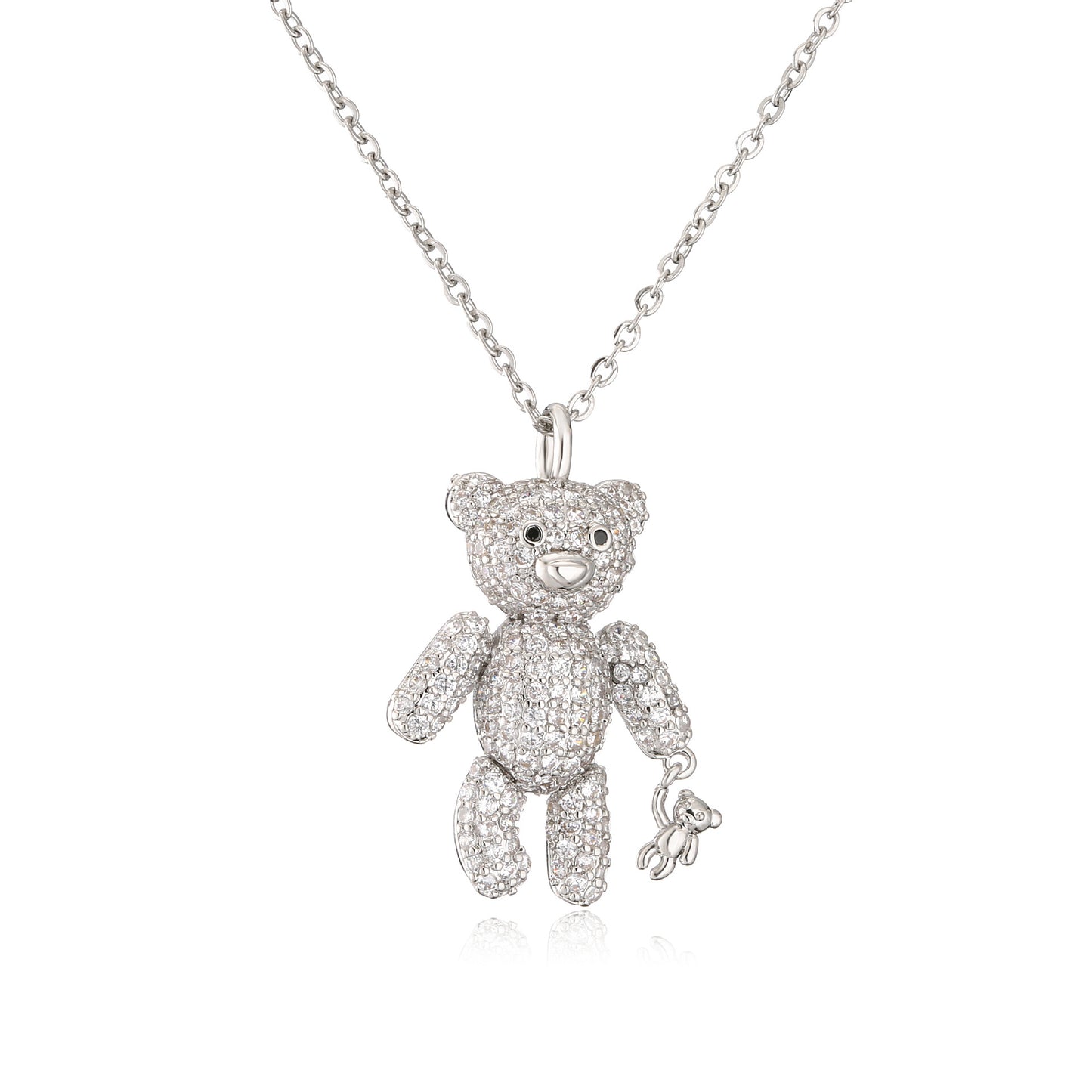 Full diamond bear necklace