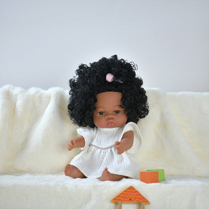 Black rebirth doll soft rubber simulation baby African dolly