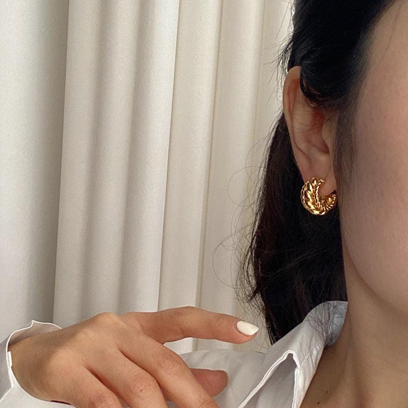 S925 twist c-shaped earrings