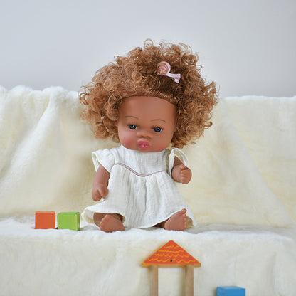 Black rebirth doll soft rubber simulation baby African dolly