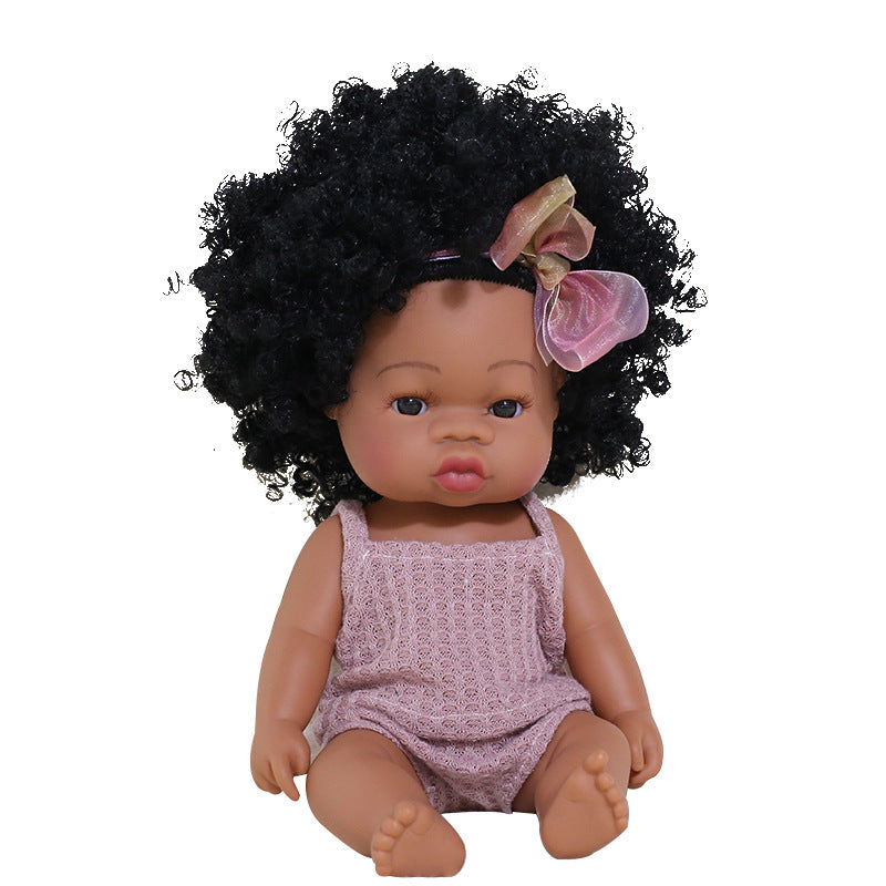 Black rebirth doll soft rubber simulation baby African dolly