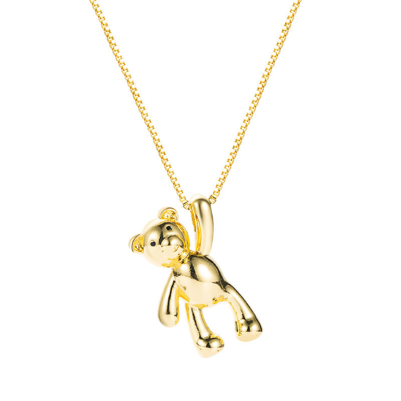 Cute Bear Pendant Necklace 18K Gold