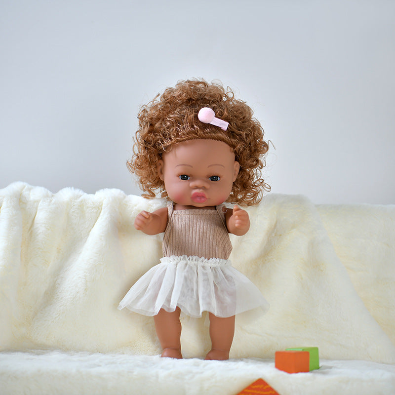 Black rebirth doll soft rubber simulation baby African dolly