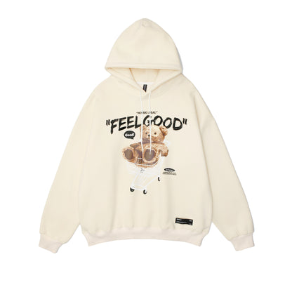 Fun bear print tide hooded