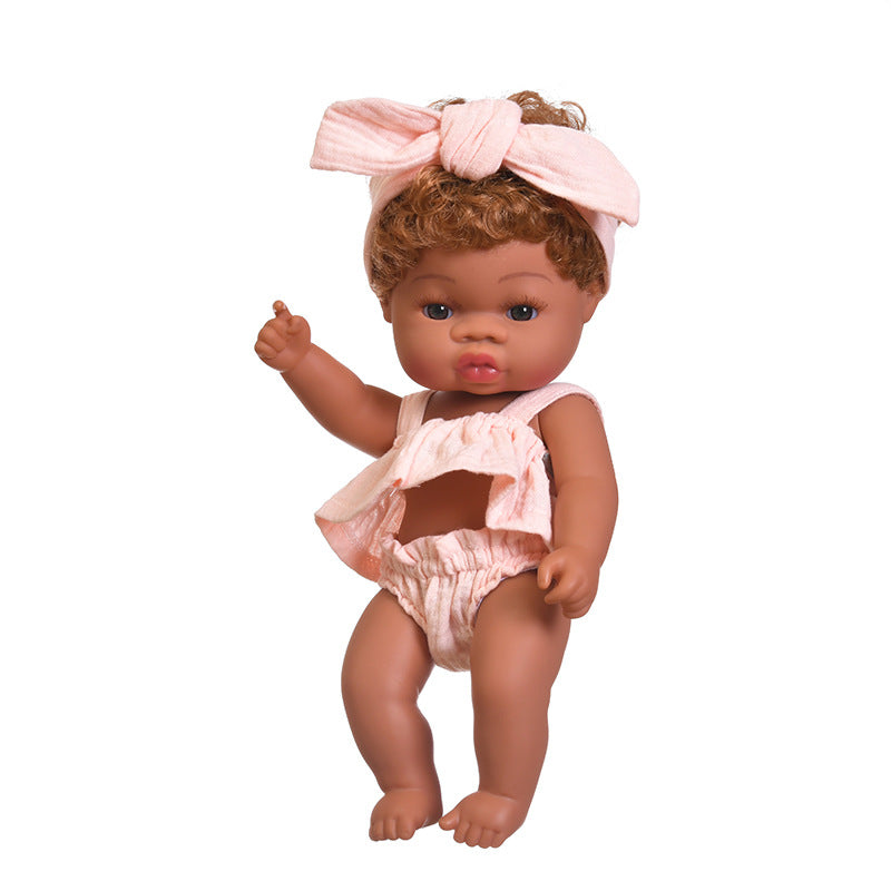 Black rebirth doll soft rubber simulation baby African dolly