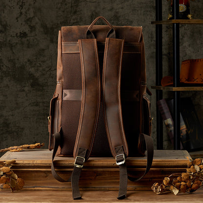 Handmade cowhide large-capacity backpack