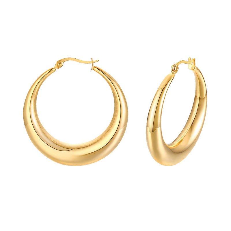 French lazy cold wind oval hoop earrings