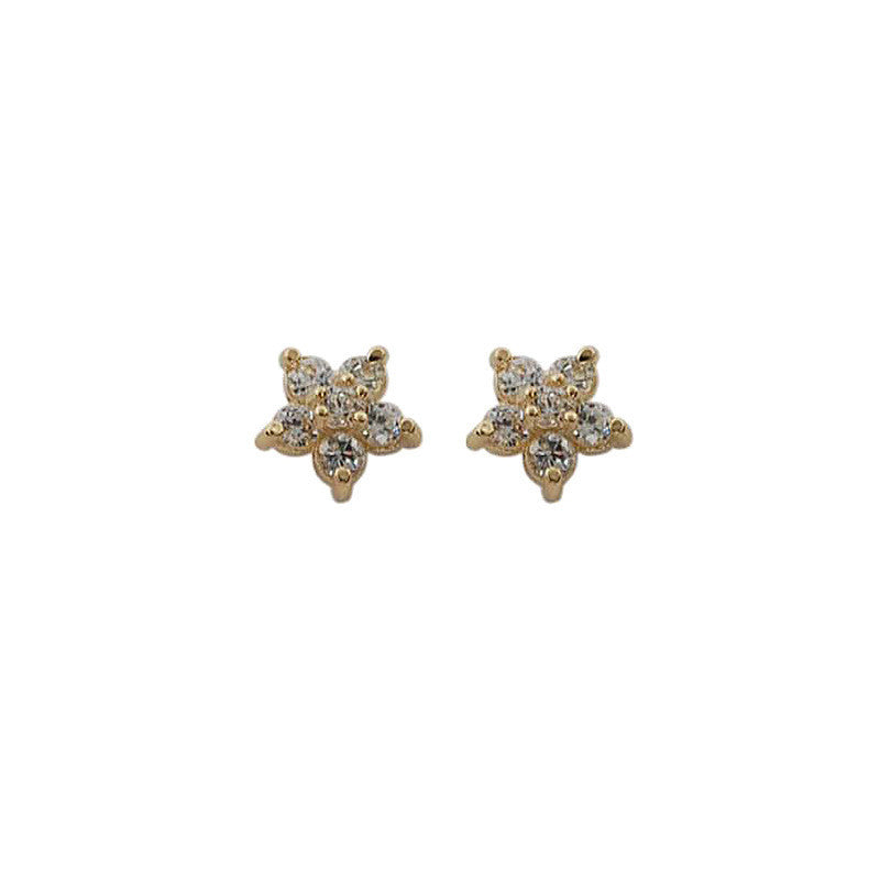 Pendientes de estrella de oro amarillo de 14k bañados en plata S925