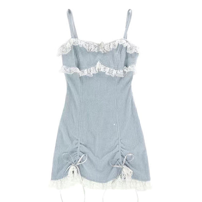 Wind lace knitted suspender dress