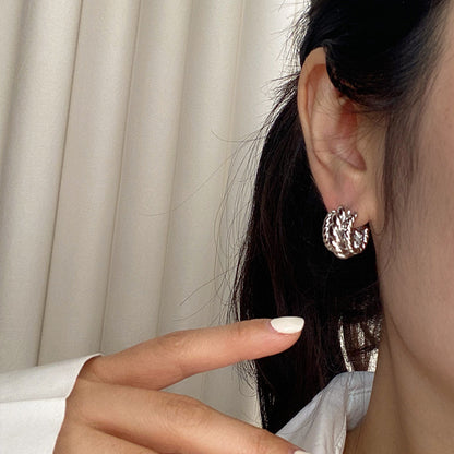 S925 twist c-shaped earrings