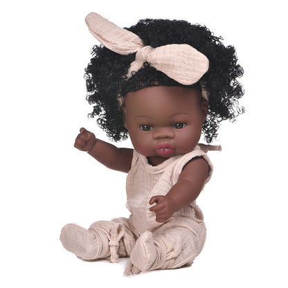 Black rebirth doll soft rubber simulation baby African dolly