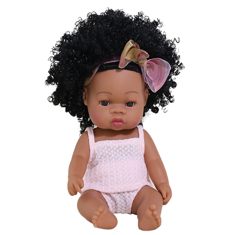 Black rebirth doll soft rubber simulation baby African dolly