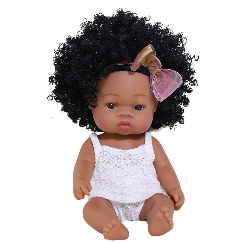 Black rebirth doll soft rubber simulation baby African dolly