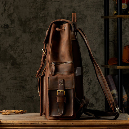 Handmade cowhide large-capacity backpack