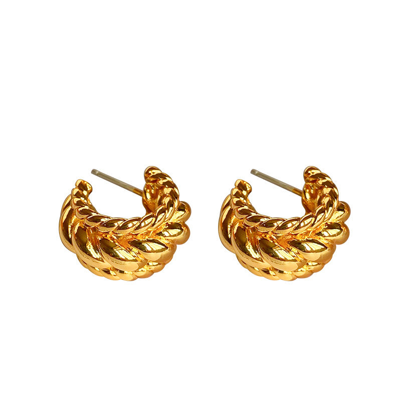 S925 twist c-shaped earrings