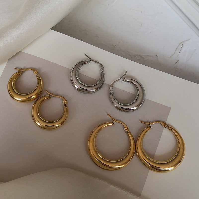 French lazy cold wind oval hoop earrings