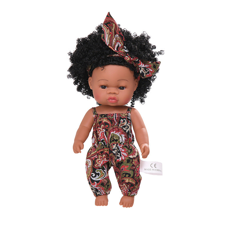 Black rebirth doll soft rubber simulation baby African dolly