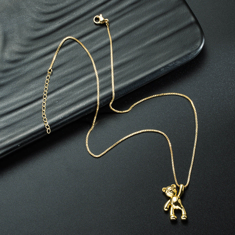 Cute Bear Pendant Necklace 18K Gold