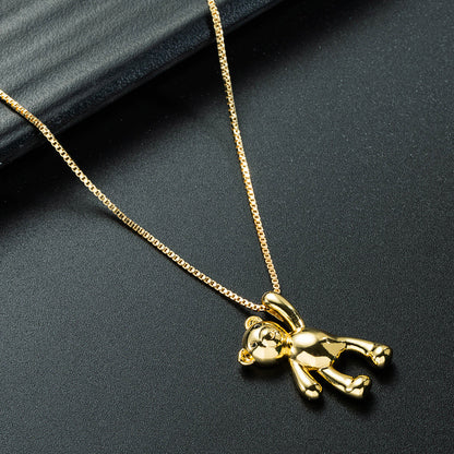 Cute Bear Pendant Necklace 18K Gold