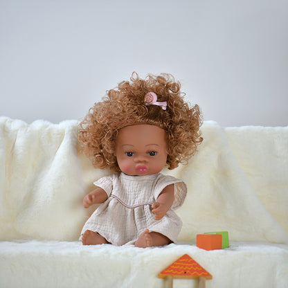 Black rebirth doll soft rubber simulation baby African dolly