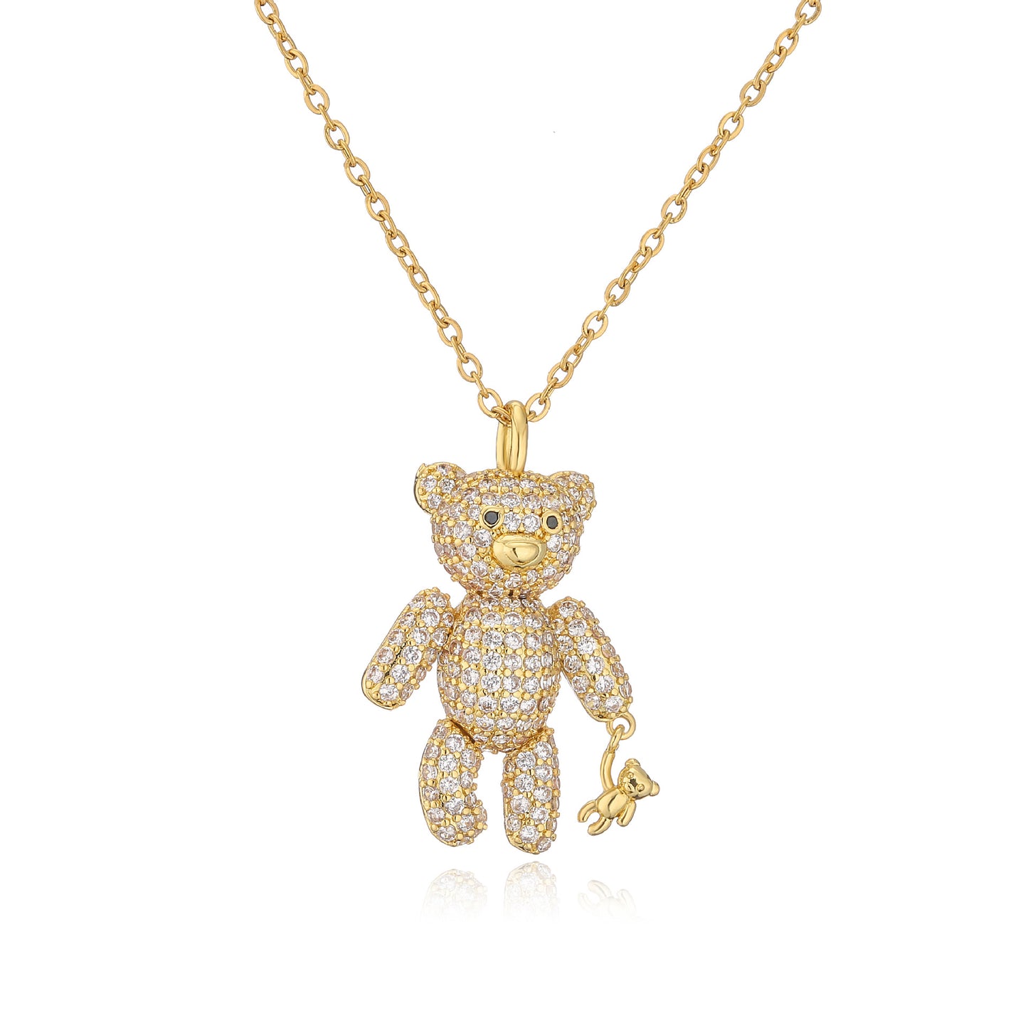 Full diamond bear necklace