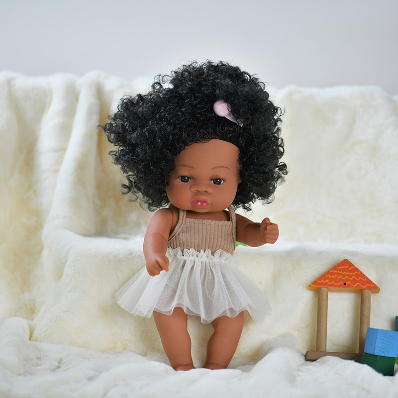 Black rebirth doll soft rubber simulation baby African dolly