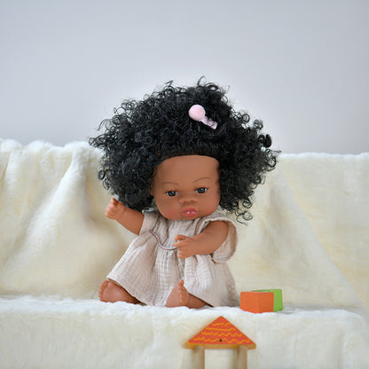 Black rebirth doll soft rubber simulation baby African dolly