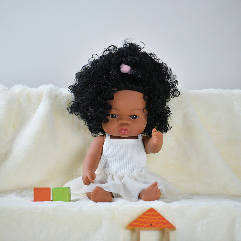 Black rebirth doll soft rubber simulation baby African dolly